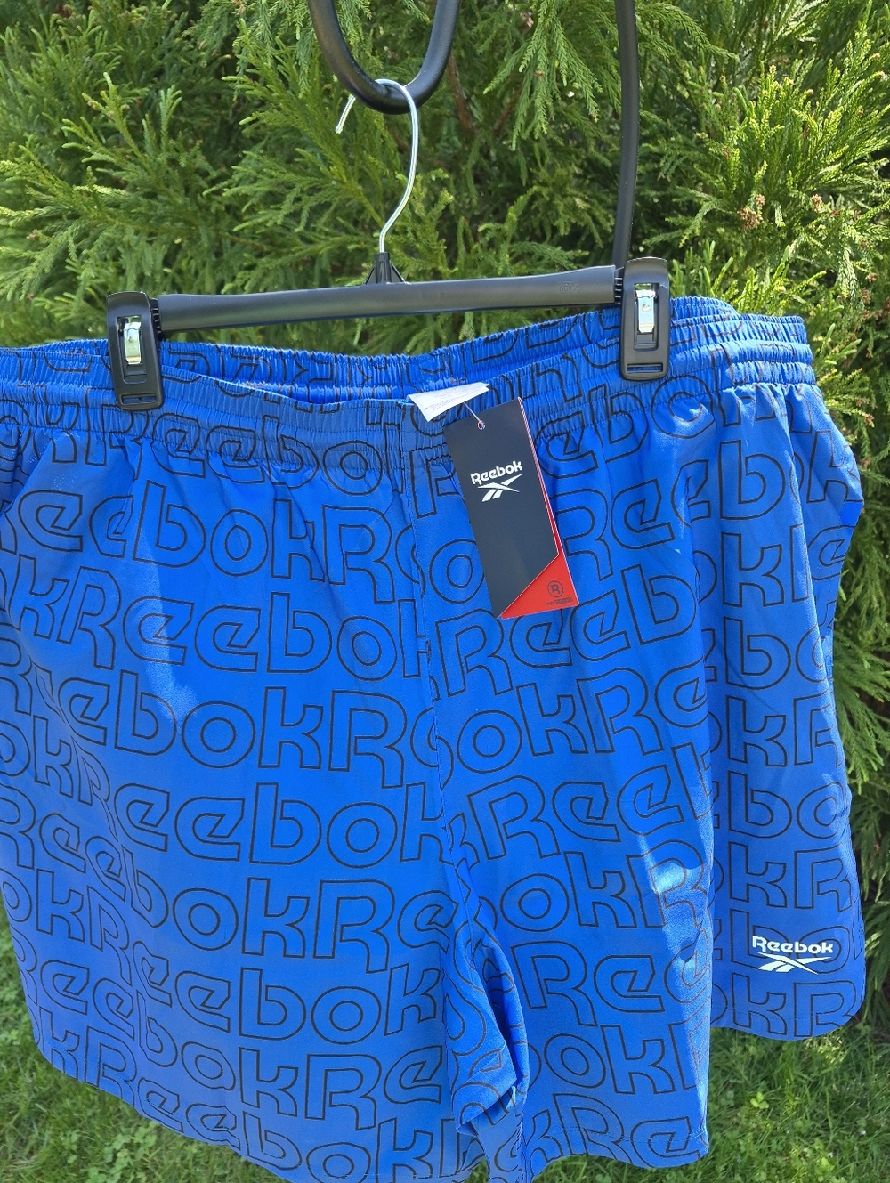 NWT Reebok Royal Blue Allover Logo  Shorts 2XL